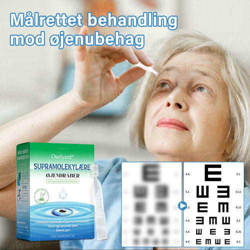 👩⚕️Ourlyard® Supramolekylære Øjendråber ✅Godkendt af Lægemiddelstyrelsen (Velegnet til grå stær, svævende pletter, AMD, tørre øjne og presbyopi)