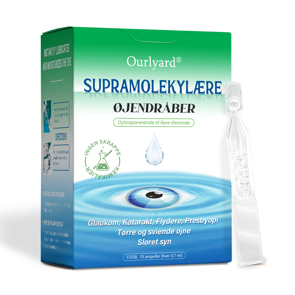 👩⚕️Ourlyard® Supramolekylære Øjendråber ✅Godkendt af Lægemiddelstyrelsen (Velegnet til grå stær, svævende pletter, AMD, tørre øjne og presbyopi)